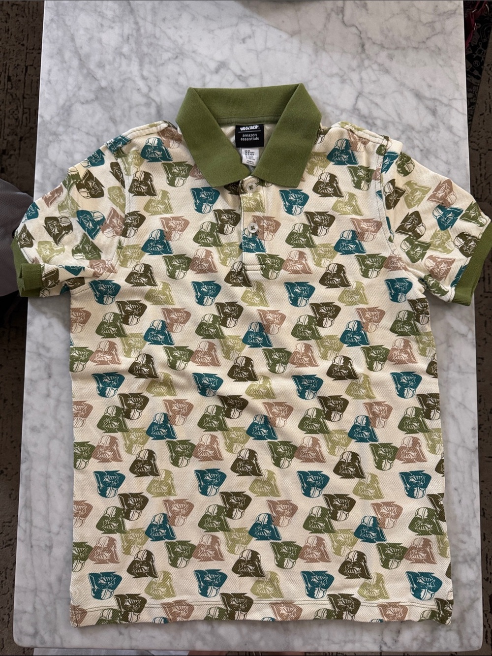 NWOT Star Wars Amazon Essentials Darth Vader  Polo Shirt olive green boys kids M